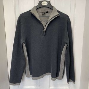 Hugo Boss Blue and Gray Pullover Quarter Zip Sweater